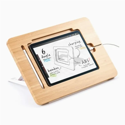 Justerbar tabletstativ med blyant og opladerkabelstik